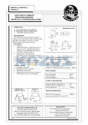 SFH618A-4G datasheet - 1-channel optocoupler, NPN-output DC-input, 5.3KV isolation