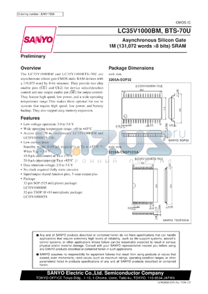 LC35V1000BTS datasheet - Asynchronous Silicon Gate 1M (131,072 words x8 bits) SRAM