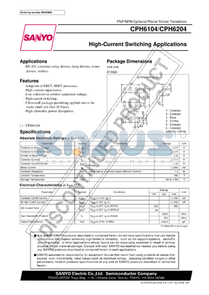 CPH6104 datasheet - High-Current Switching Applications
