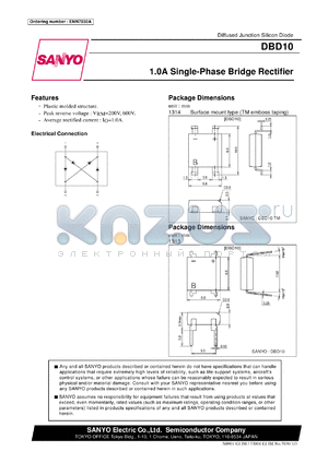 DBD10G datasheet - Diffused Junction Silicon Diode 1.0A Single-Phase Bridge Rectifier