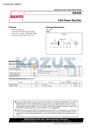 DSA26G datasheet - Diffused Junction Type Silicon Diode 2.6A Power Rectifier