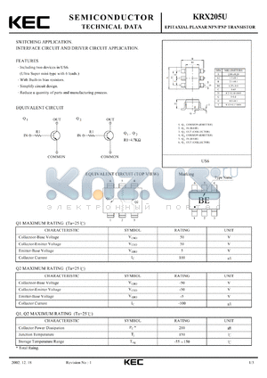 KRX213U datasheet - Built in Bias Resistor