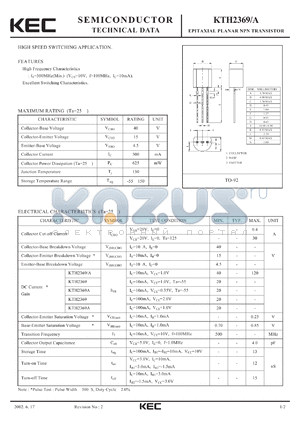 KTH2369 datasheet - Switching Transistor