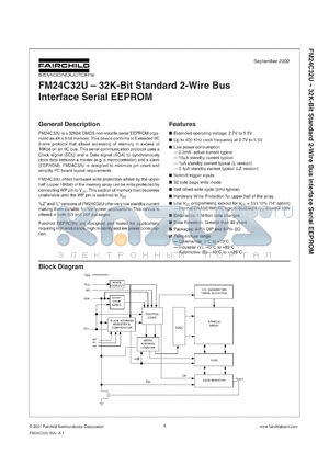 FM24C32UFL datasheet - 32K--Bit Standard 2-Wire Bus Interface Serial EEPROM