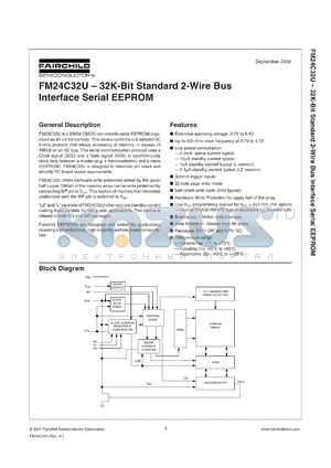 FM24C32UFLZ datasheet - 32K--Bit Standard 2-Wire Bus Interface Serial EEPROM