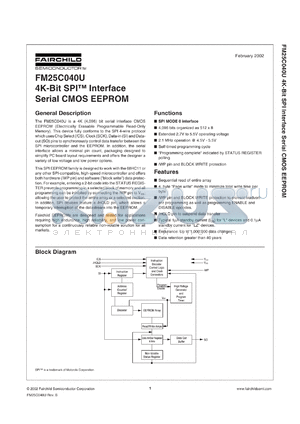 FM25C040UL datasheet - 4K-Bit SPI TM Interface Serial CMOS EEPROM