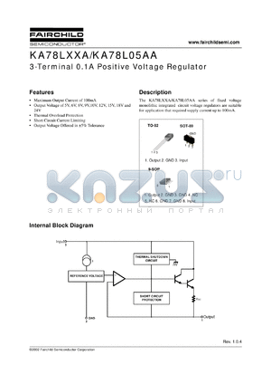 KA78L08A datasheet - 3-Terminal 0.1A Positive Voltage Regulator