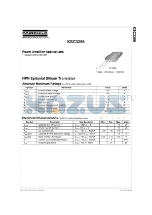 KSC3296 datasheet - NPN Epitaxial Silicon Transistor