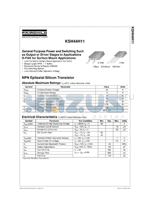 KSH44H11 datasheet - NPN Epitaxial Silicon Transistor