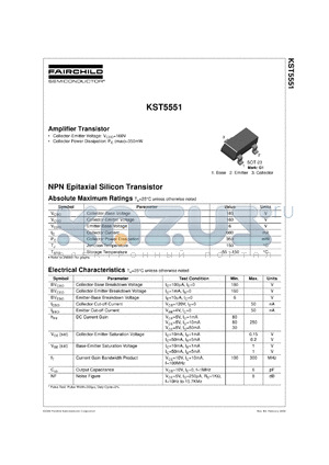 KST5551 datasheet - NPN Epitaxial Silicon Transistor