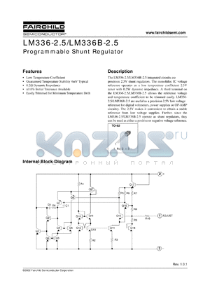 LM336BX25 datasheet - Programmable Shunt Regulator