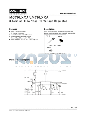 MC79L08A datasheet - 3-Terminal 0.1A Negative Voltage Regulator