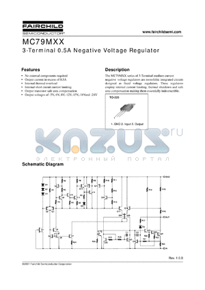 MC79M06 datasheet - 3-Terminal 0.5A Negative Voltage Regulator