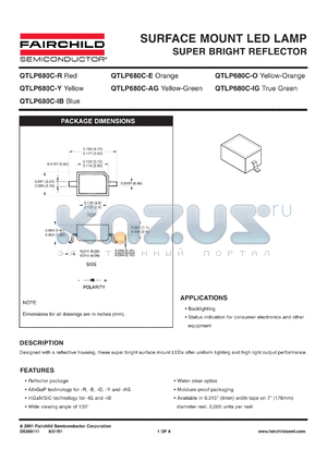 QTLP680C-IB datasheet - SURFACE MOUNT LED LAMP SUPER BRIGHT REFLECTOR