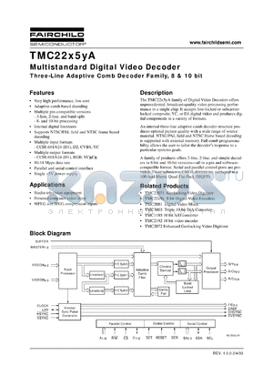 TMC22051A datasheet - Multistandard Digital Video Decoder Three-Line Adaptive Comb Decoder Family, 8 & 10 bit