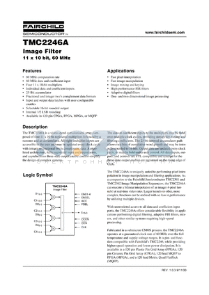 TMC2246AX1 datasheet - Image Filter 11 x 10 bit, 60 MHz