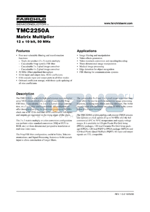 TMC2250AX2 datasheet - Matrix Multiplier 12 x 10 bit, 50 MHz
