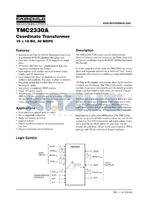 TMC2330AX1 datasheet - Coordinate Transformer 16 x 16 Bit, 40 MOPS