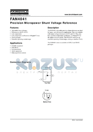 FAN4041CI datasheet - Precision Micropower Shunt Voltage Reference