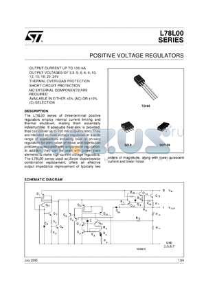 L78L18ABUTR datasheet - POSITIVE VOLTAGE REGULATORS