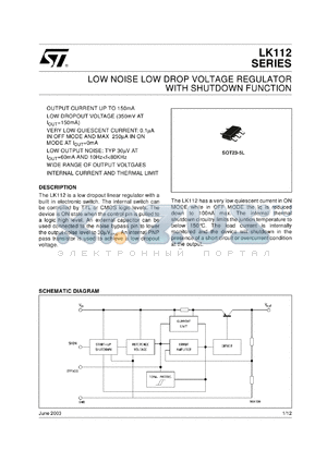 LK112M55TR datasheet - LOW NOISE LOW DROP VOLTAGE REGULATOR WITH SHUTDOWN FUNCTION