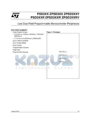 PSD313R datasheet - PSD3XX/ZPSD3XX FAMILY LOW COST MICROCONTROLLER PERIPHERALS