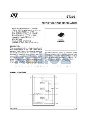 ST3L01K7 datasheet - TRIPLE VOLTAGE REGULATOR