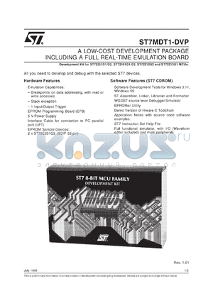 ST7MDT1-DVP-DS datasheet - MDT1-DVP LOW COST ST7 DEVELOPMENT KIT DATASHEET