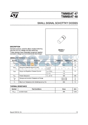 TMMBAT48FILM datasheet - SMALL SIGNAL SCHOTTKY DIODES