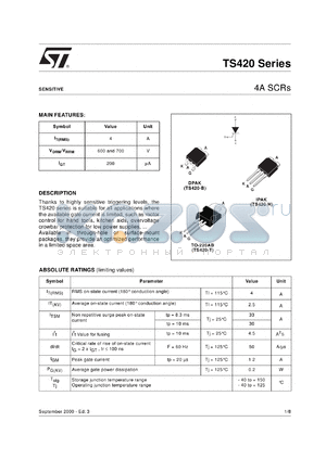 TS420-600H datasheet - 4A SCRS
