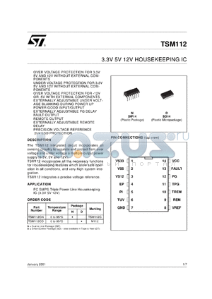 TSM112CDT datasheet - 3.3V 5V 12V HOUSEKEEPING IC