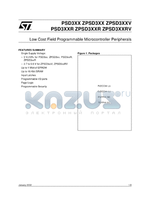 ZPSD301R datasheet - PSD3XX/ZPSD3XX FAMILY LOW COST MICROCONTROLLER PERIPHERALS