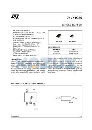 74LX1G70CTR datasheet - LOW VOLTAGE SINGLE BUFFER