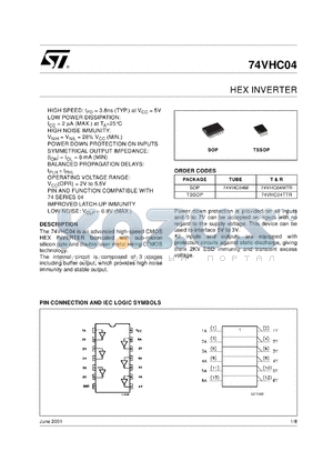 74VHC04MTR datasheet - HEX INVERTER