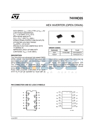 74VHC05MTR datasheet - HEX INVERTER (OPEN DRAIN)