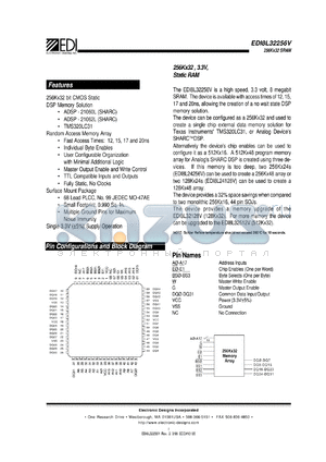 EDI8L32256V15AC datasheet - 15ns; 3.3V power supply; 256K x 32; 8 megabit CMOS static RAM