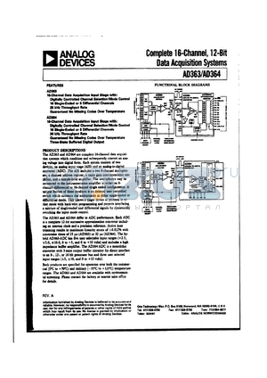 AD363RJD datasheet - 5.5V; complete 16-channel, 12-bit data acquisition system