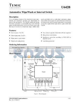 U642B datasheet - Automotive wipe/ wash or interval switch