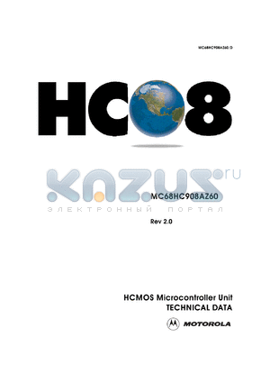 MC68HC908AZ60VFU datasheet - High-performance M68HC08 family of 8-bit microcontroller unit, 2 Kbyte of on-chip RAM, 60 Kbytes of FLASH electrically erasable read-only memory (FLASH)