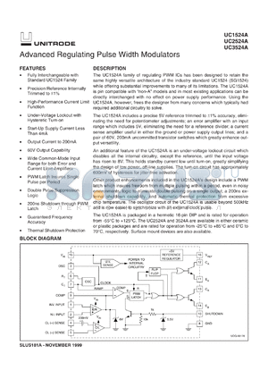 UC1524AN datasheet - Advanced regulating pulse width modulator