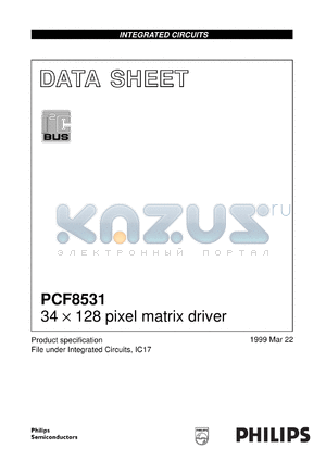 PCF8531U/2/F1 datasheet - 34 x 128 pixel matrix driver. Chip with bumps in tray.