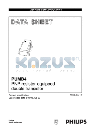 PUMB84 datasheet - PNP resistor-equipped double transistor.