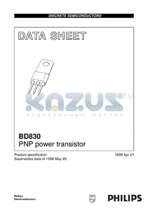 BD830 datasheet - PNP power transistor.