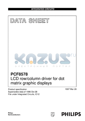 PCF8578U7 datasheet - 2.5-6 V, LCD row/column driver