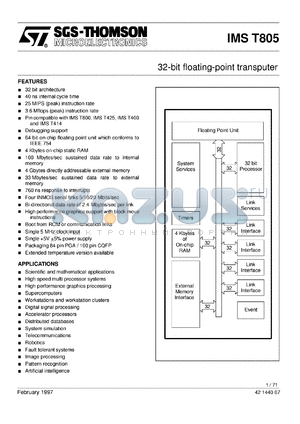 IMST805-F25S datasheet - 32-bit floating-point transputer