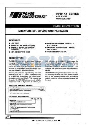 HPR116/H datasheet - DC/DC converter, input 15V, output +/-12V