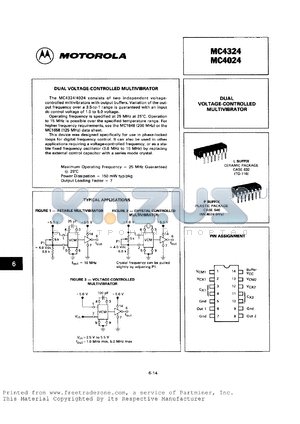 MC4324L datasheet - Dual voltage-controlled multivibrator