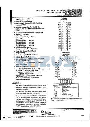 TMS27C020-25JL4 datasheet - 256 x 8- CMOS EPROM, 250ns