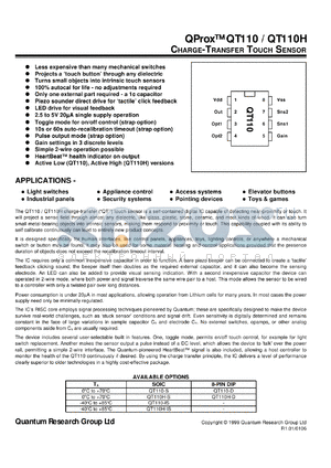 QT110-IS datasheet - Charge-transfer touch sensor