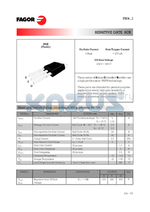 FS0401MI datasheet - 600 V,  sensitive gate SCR